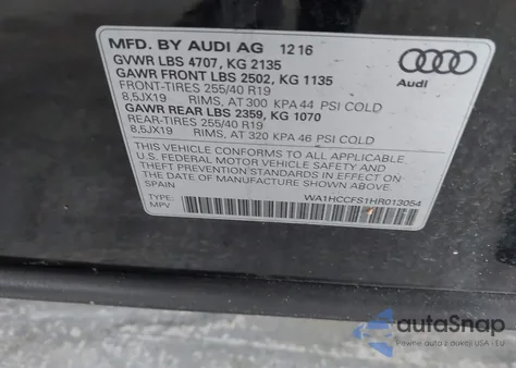 2017 Audi Q3 2.0T Premium z USA, uszkodzony, nr VIN WA1HCCFS1HR013054